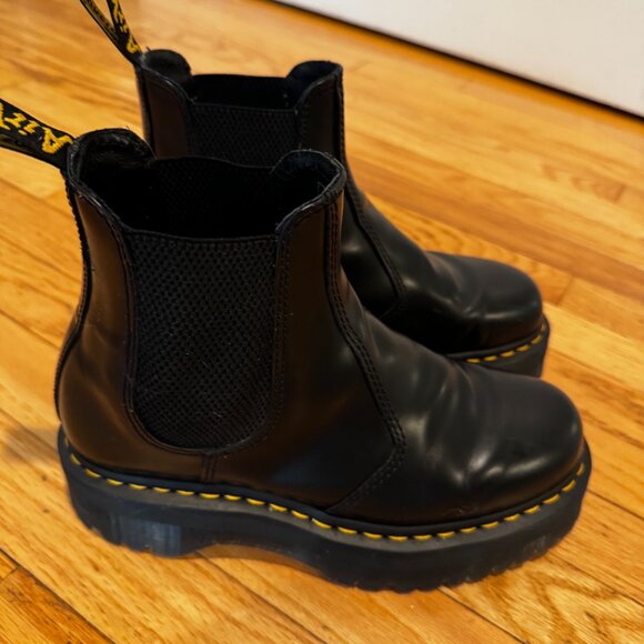 Dr. Martens Black Ankle Boots with Yellow Stitching - Picture 5 of 9